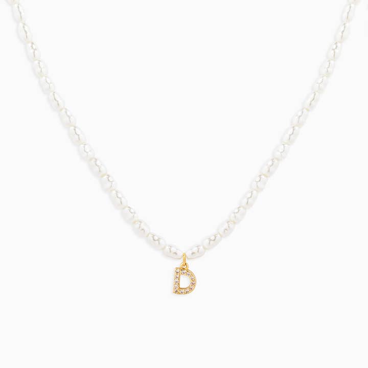 Sessori - Wholesale Pendant/Charm Necklace - CZ Pave Letter Pendant Acrylic Pearl Necklace4