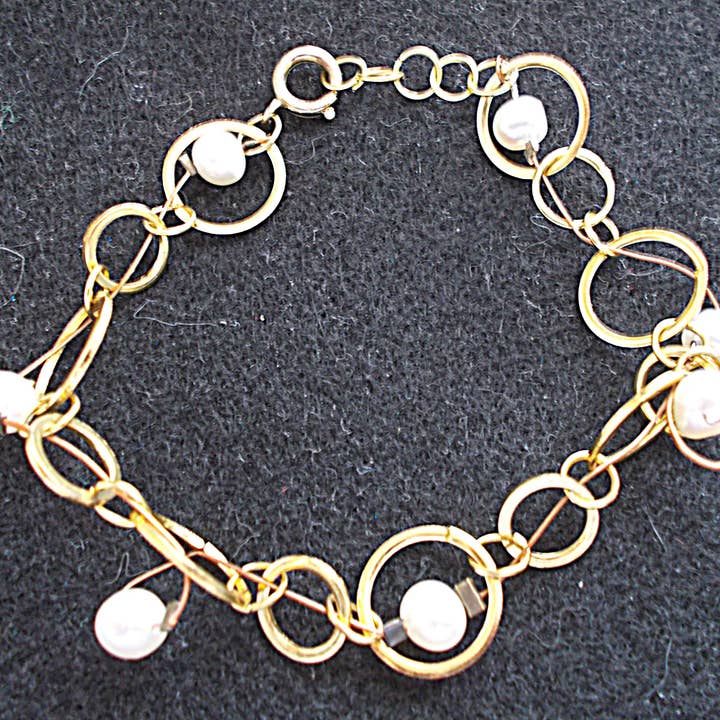 Pulseira de pérolas douradas por atacado de Amy's Handmade Gifts