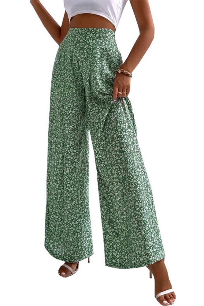 UNISHE - Wholesale Broek - Dames - Hoge Taille Wijde Pijpen Bloemenbroek ZK24919