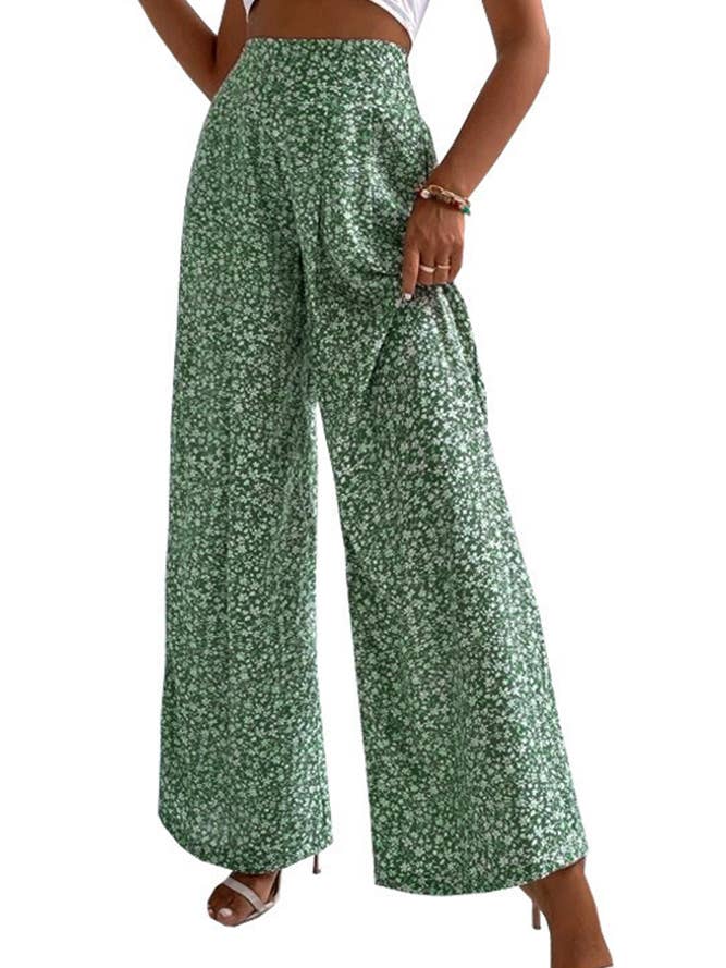 UNISHE - Wholesale Broek - Dames - Hoge Taille Wijde Pijpen Bloemenbroek ZK24919