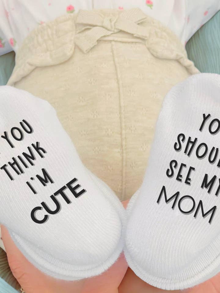 Cute Mom-Themed Unisex Baby Socks, Cotton Blend for wholesale by Tiny Toes Market