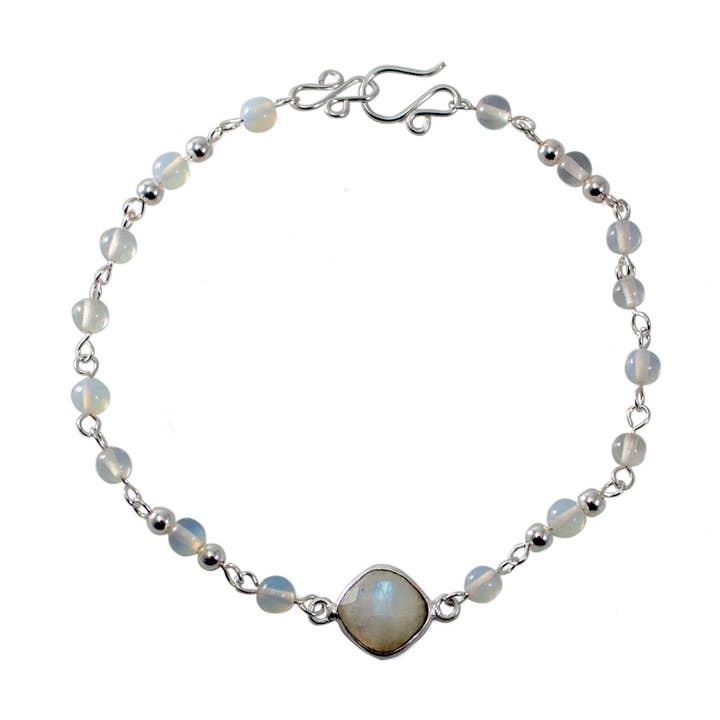 Rainbow Moonstone & Opalite Chain Bracelet for wholesale by Bentley & Lo