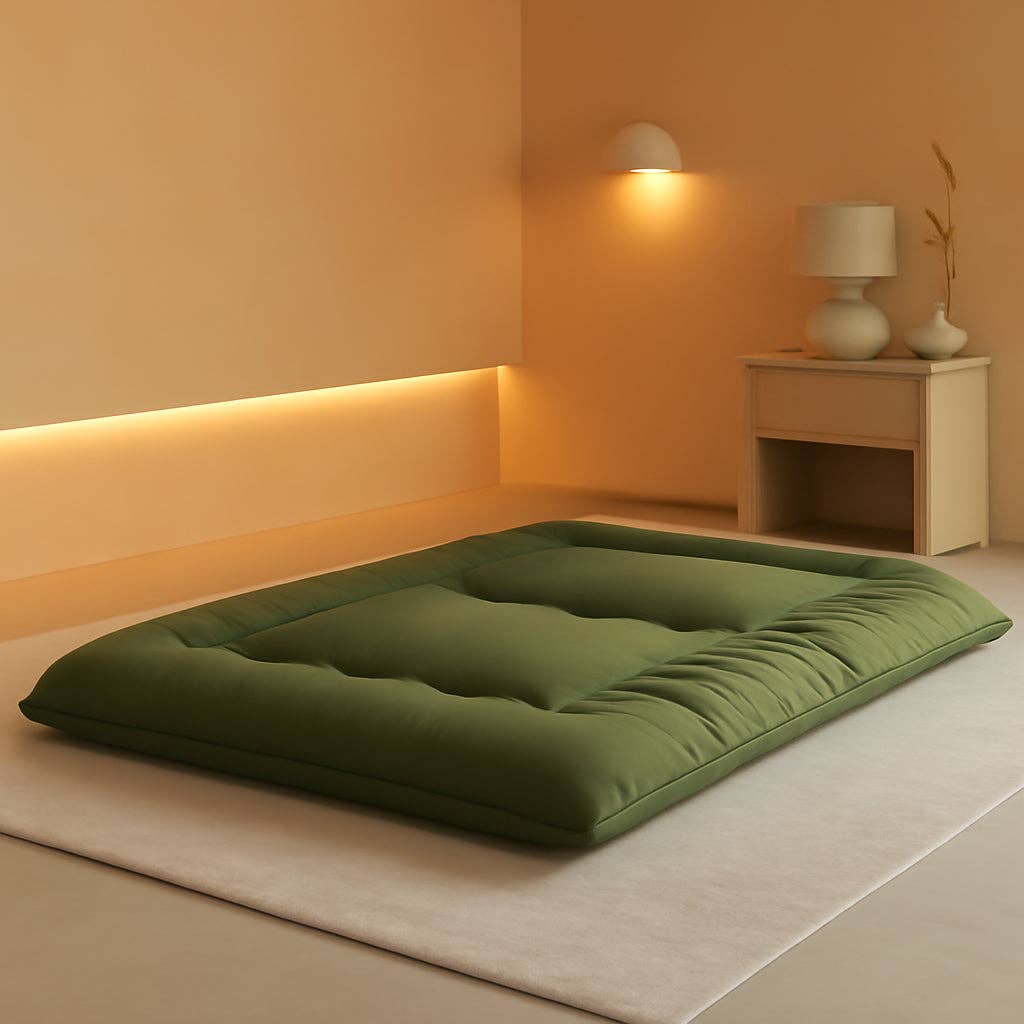 Green Twin Futon Mattress Portable, Roll-Up, Thick Tatami Style for wholesale on Faire0