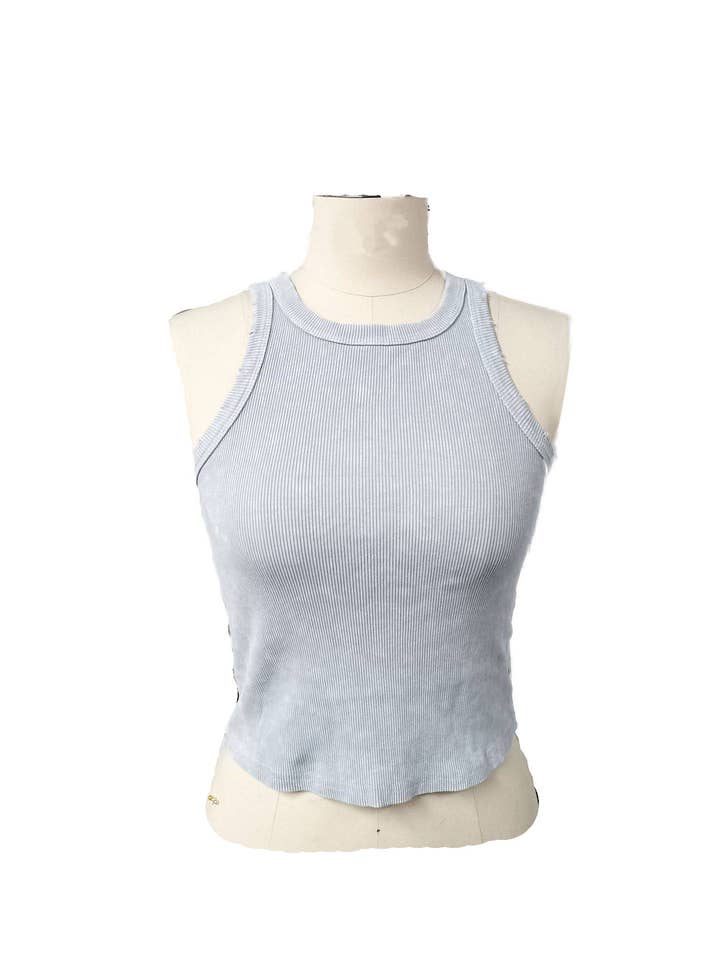 Rosa Clothing - Wholesale Tank Top - Women's - Distressed Washed Rib Round Neck Basic Tank Top5