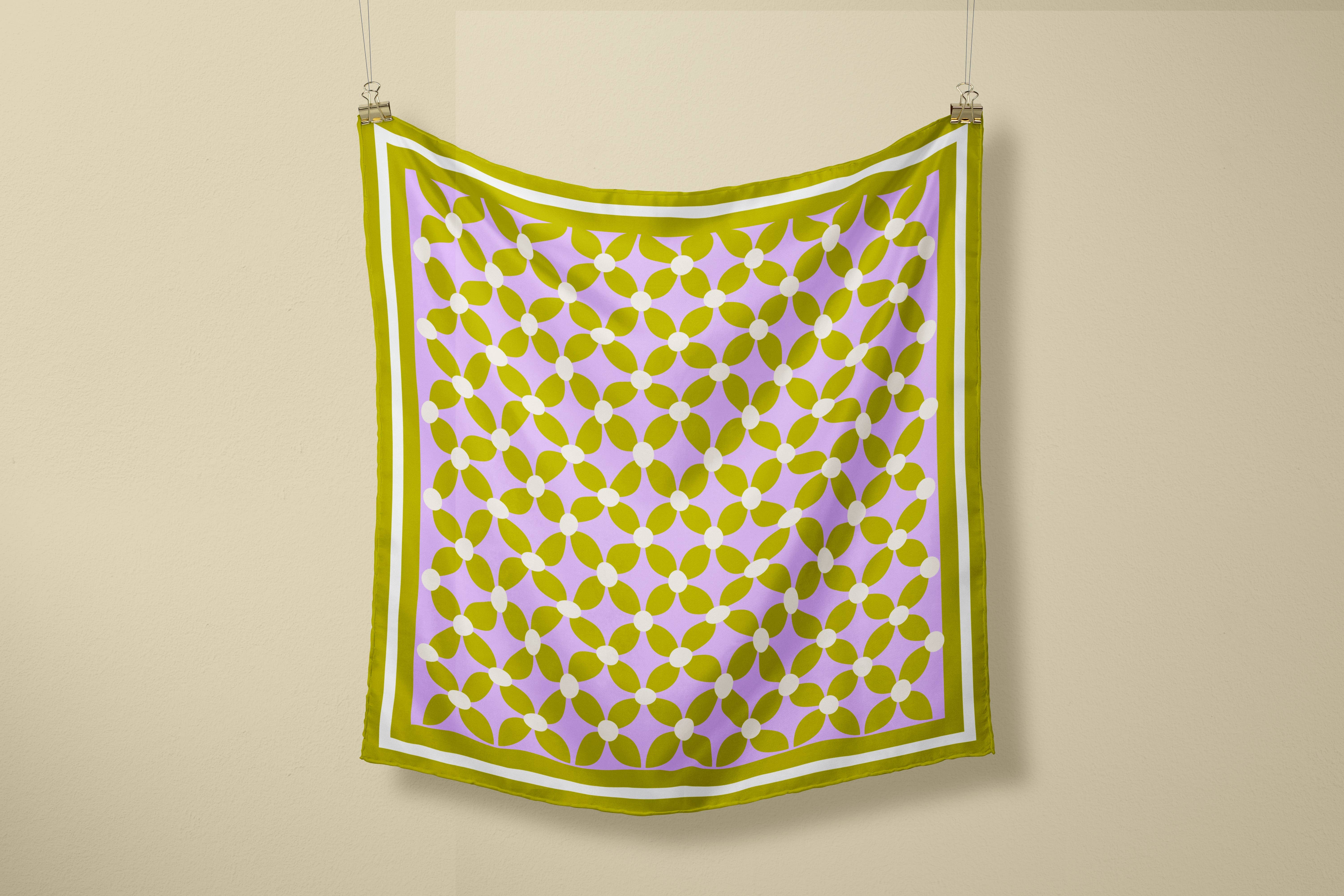 Aaliyah Makoni - Wholesale Scarf - Women's - Lime and lilac satin scarf