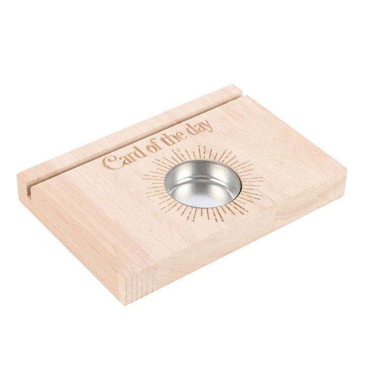 Something Different Wholesale - Vente Bougeoirs - Porte-cartes de tarot du jour en bois avec support pour bougie chauffe-plat3