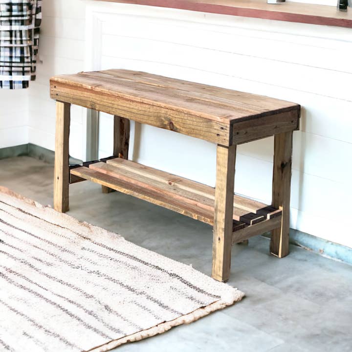 Intrinsic Haven – wholesale Bench – Farmhouse Rustic 1-Shelf Entryway Bench