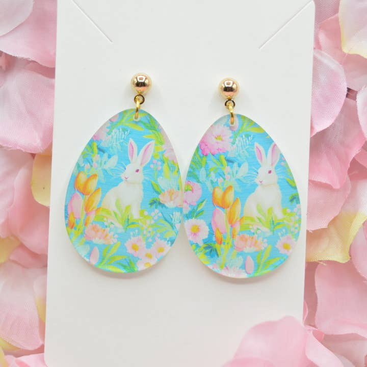 Preppy Easter Bunny Acrylic earrings for wholesale by The Adorned Fox