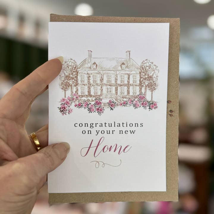 Dusky Rose New Home Congratulations card for wholesale by Scattered Seed Co