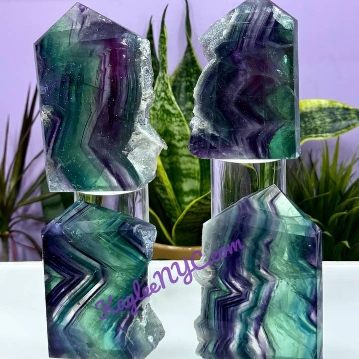 KayleeNYC - Wholesale Spiritual Stone/Crystal - 3-5 PCs Natural Fluorite Obelisk Point Crystal Energy1