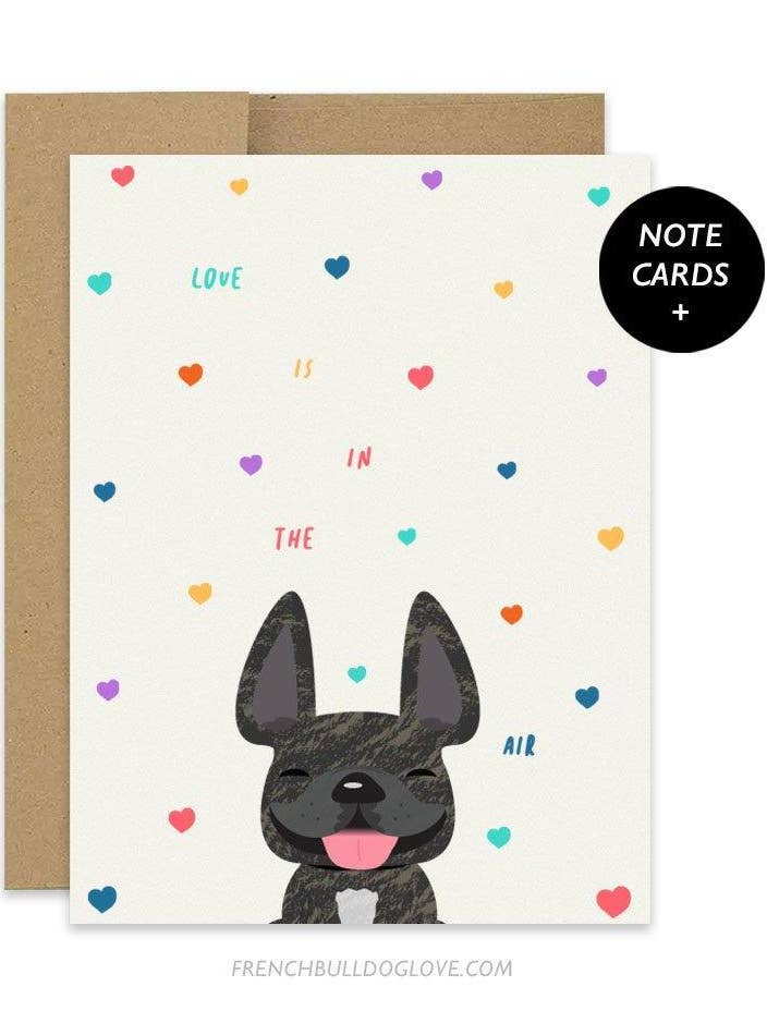 Love is in the Air - Ensemble de 12 cartes de notes pour la vente par French Bulldog Love