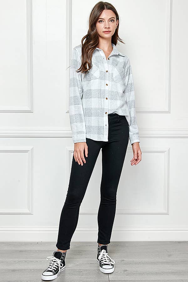 Veracci - Wholesale Button Down Shirt - Women's - Stretch button Up Women Plaid Sweater Shirt25
