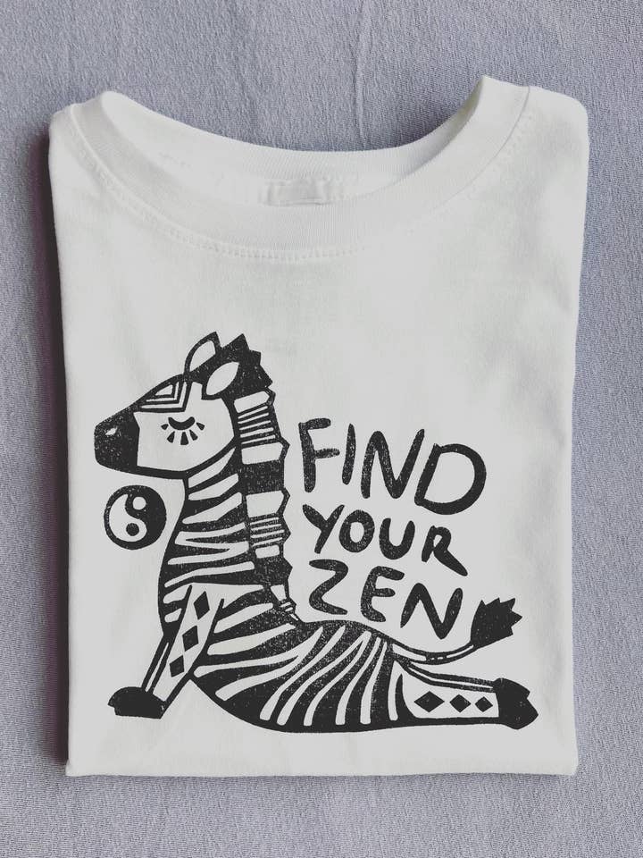 Zen Zebra Kids Tee Shirt, Children's Yoga Clothes for wholesale by Hippie Baby Co