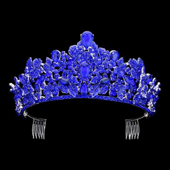 Sensibling Corp. - Wholesale Tiara - Women's - Oval Teardrop Stone Cluster Pointed Princess Tiara7