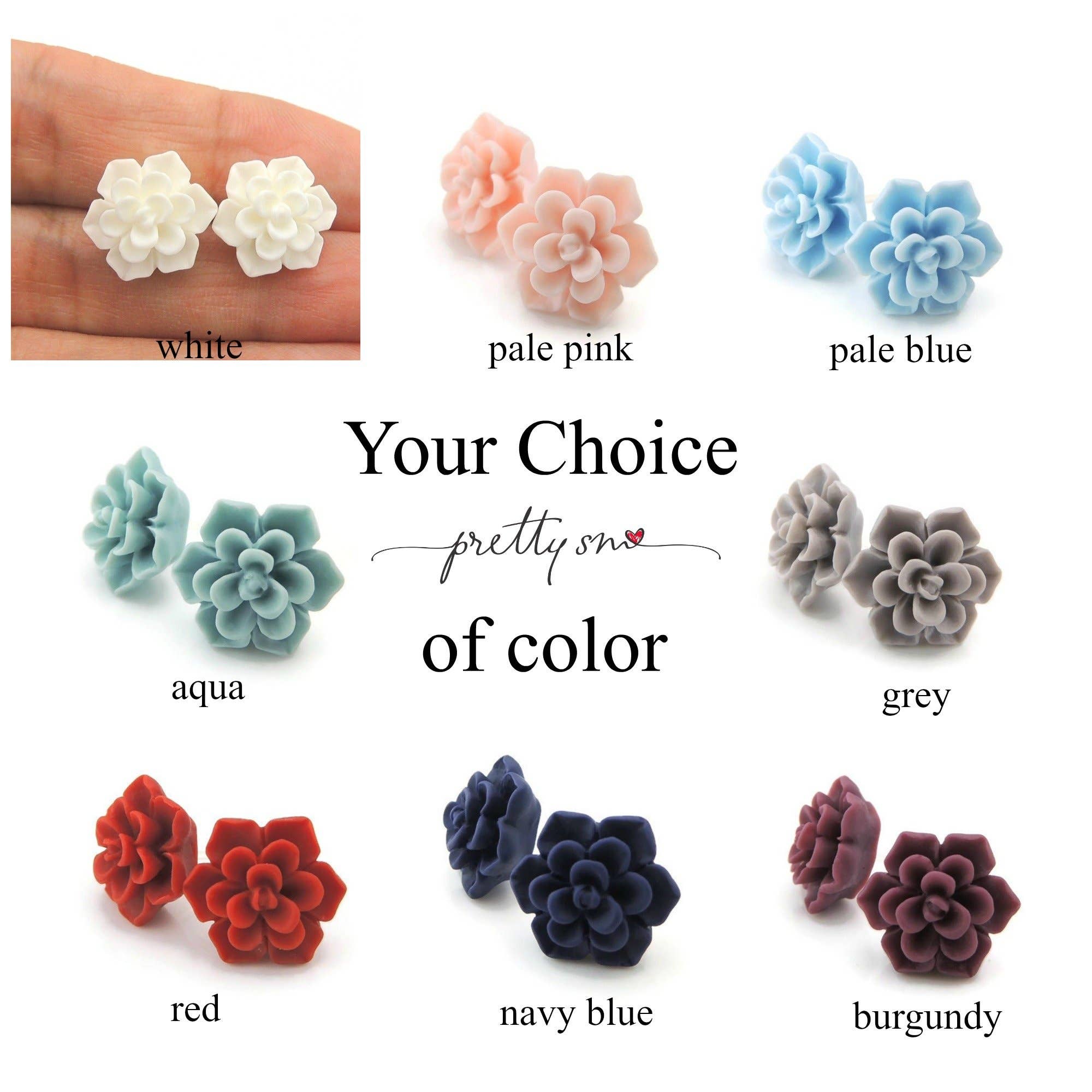 Pretty Smart - Vente Clous d'oreille - Boucles d'oreilles à tige succulentes, 13 mm12