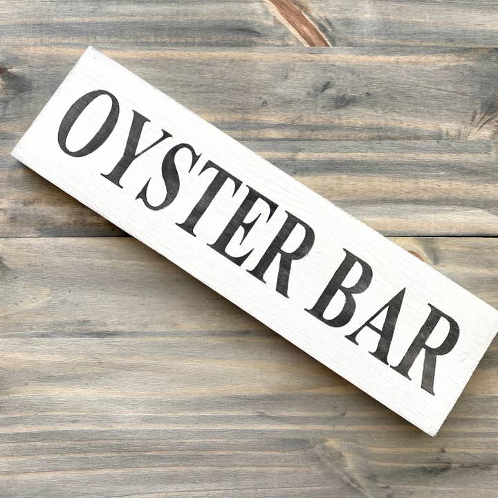 Oyster Bar Sign, fresh seafood, restaurant beach house decor for wholesale by Anchored Soul Designs