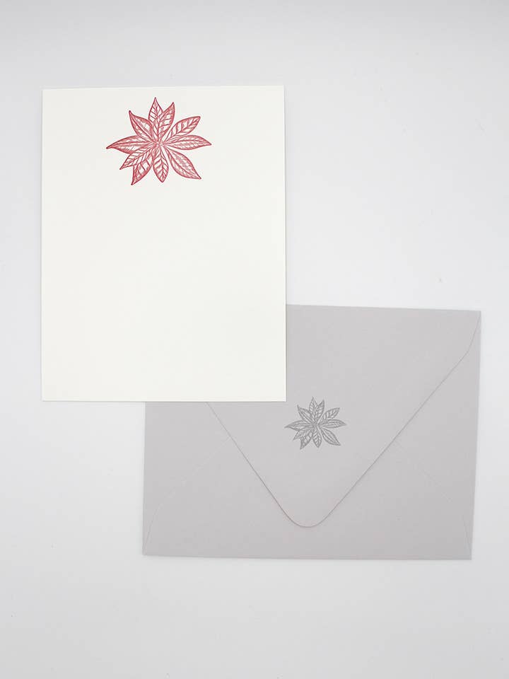 Poinsettia Flat Card Pack- Letterpress for wholesale by Rust Belt Love Paperie