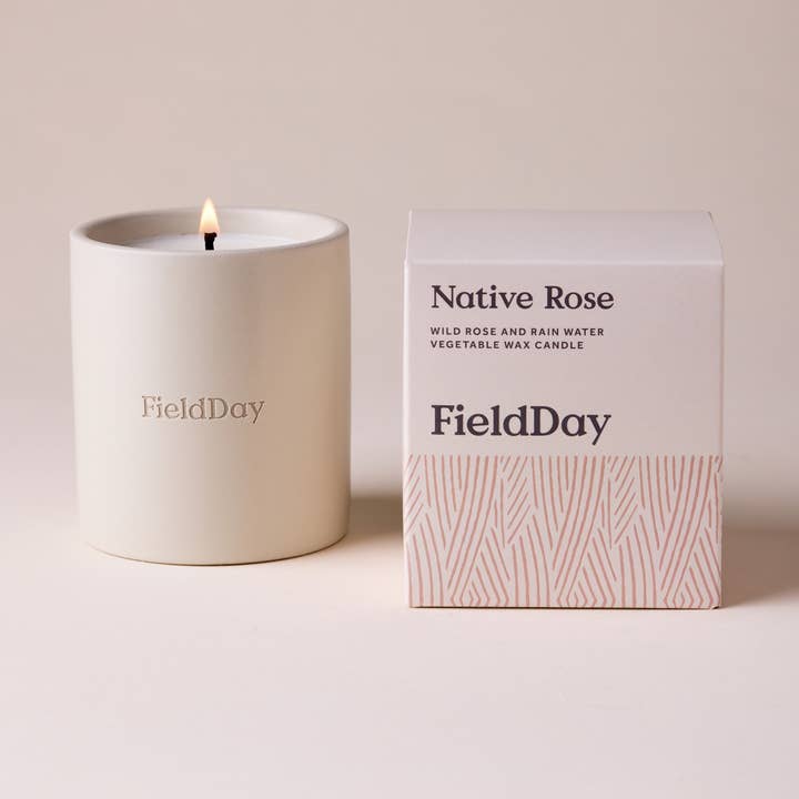 FieldDay Ireland ā wholesale Jar/filled candle ā Native Rose Classic Vegetable Wax Stoneware Candle0