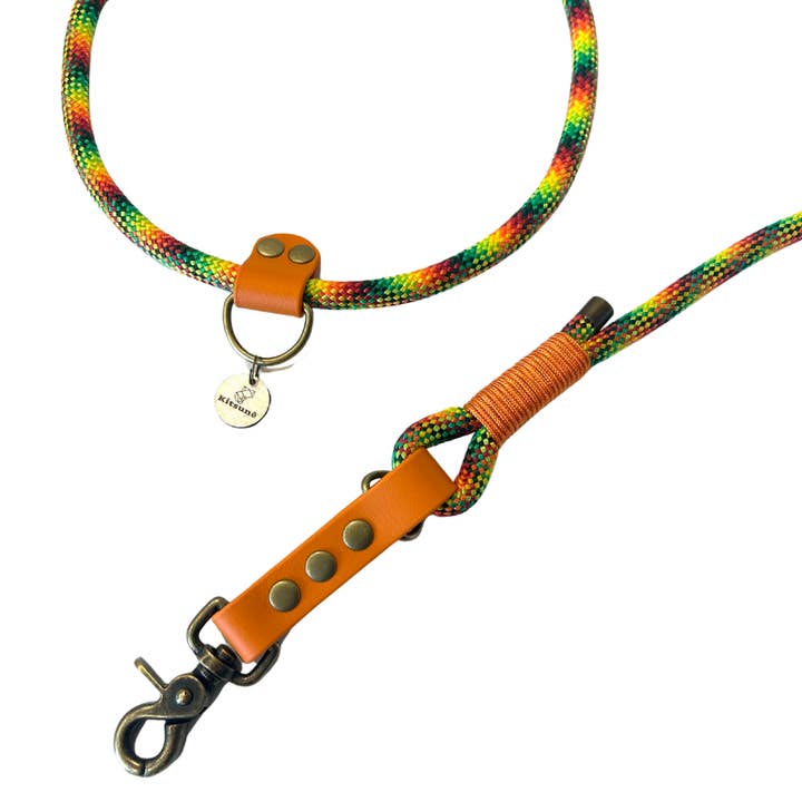 KITSUNE.DOG - Wholesale Pet Leash - Dog - Leave MULTIPOSITION textured paracord / biothane BLUE (Copy)1