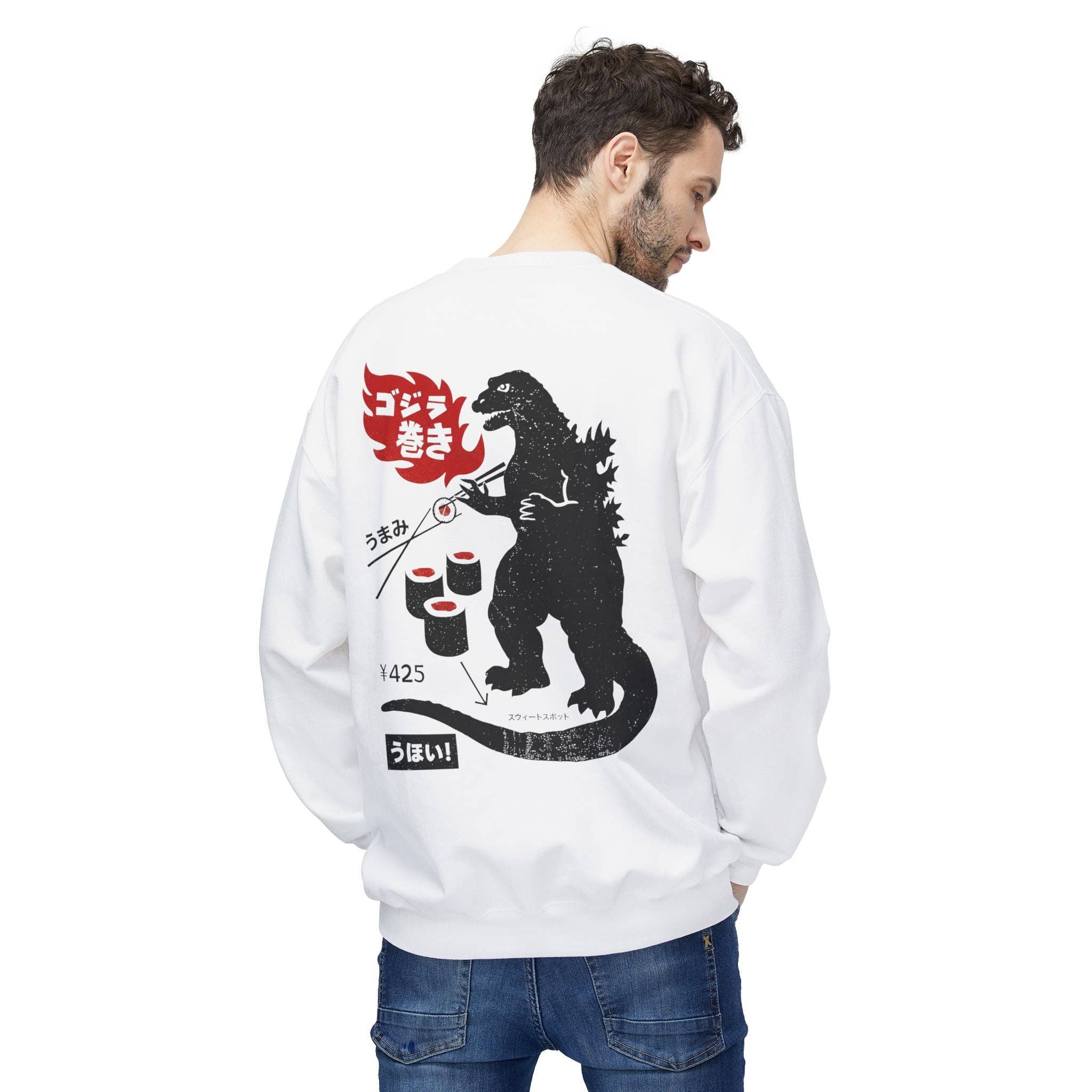 KILLER RETRO - Wholesale Graphic Sweatshirt - Unisex - Restored Vintage Sushi and Kaiju Sweatshirt4