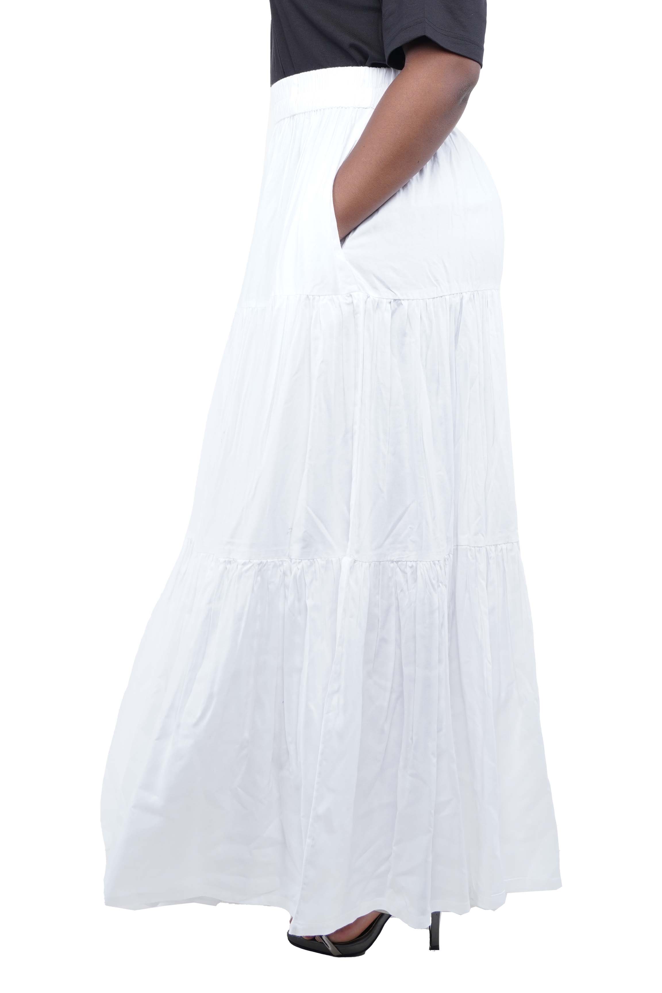 Satsuma Wholesale - Venta al por mayor Falda - Mujer - Falda larga blanca maxi con volantes1