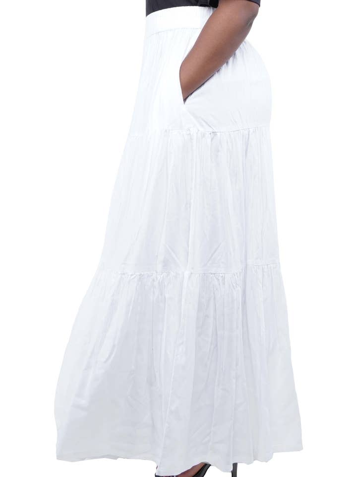 Satsuma Wholesale - Venta al por mayor Falda - Mujer - Falda larga blanca maxi con volantes1