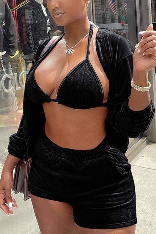 Flarix - Wholesale Top & Skirt Set - Women's - velour jacket shorts set9