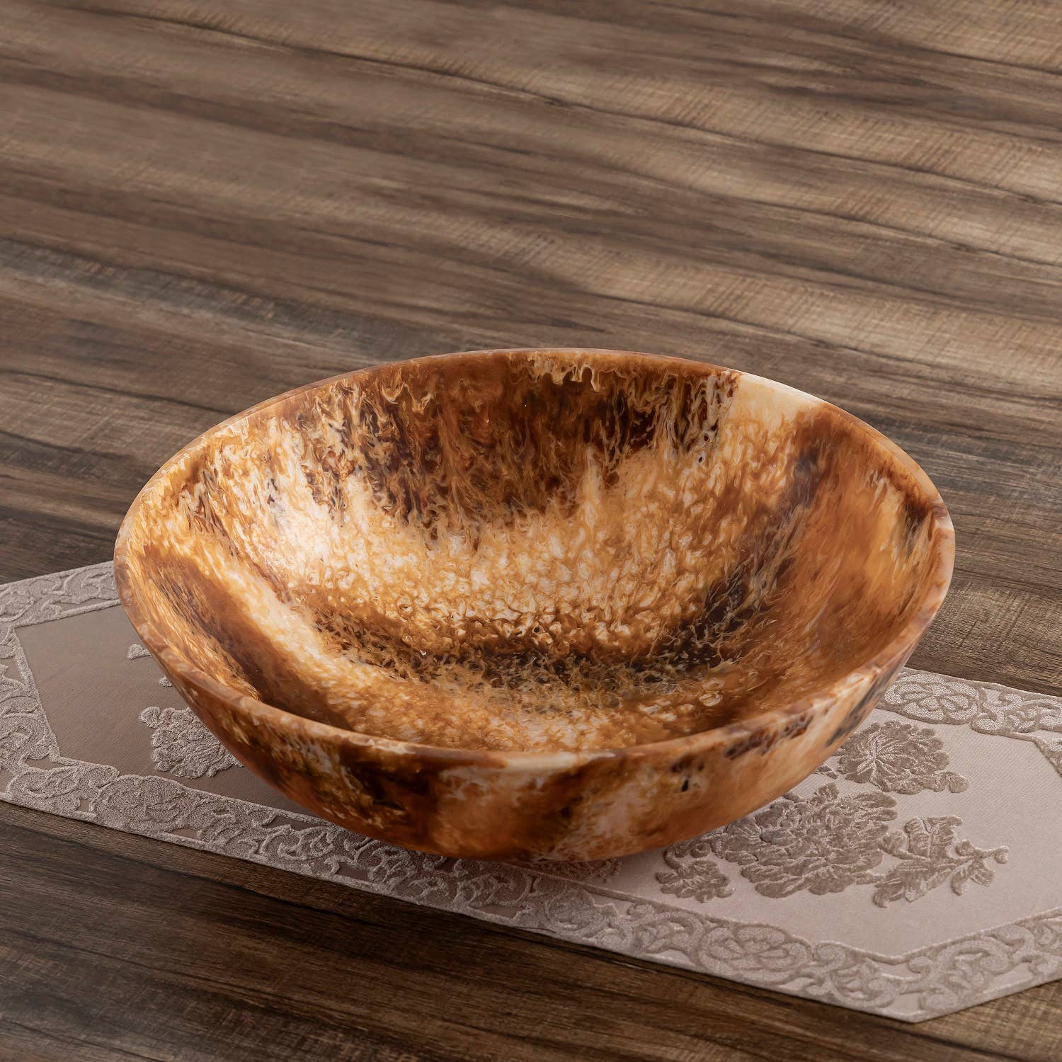 Brown Matte Tortoise Resin Bowl Dia 19.5" for wholesale on Faire1