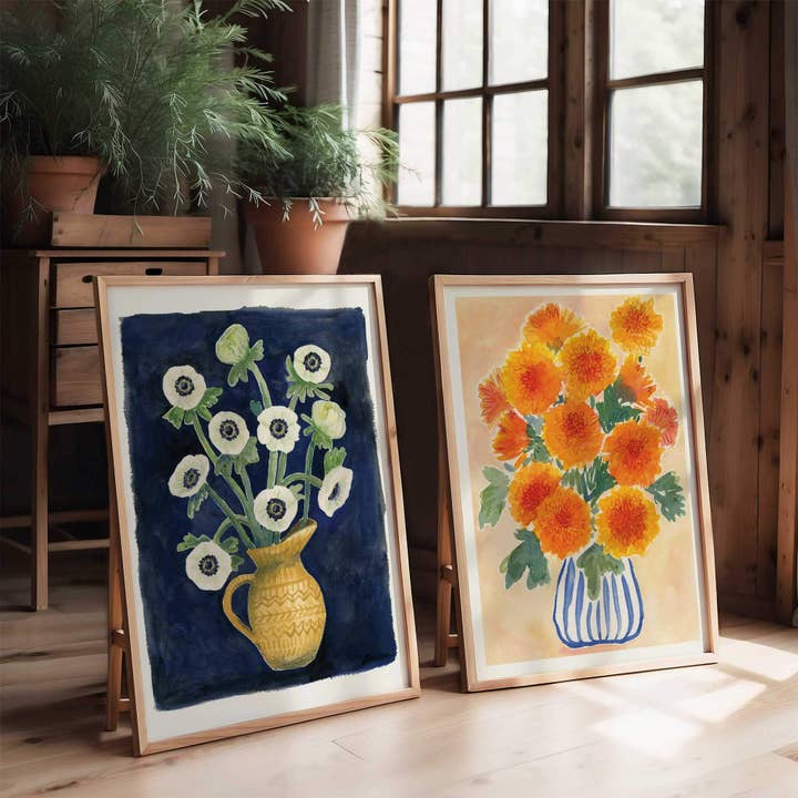 Jenny Vellacott - Wholesale Art Print - Flower Art Print Floral Painting of Anemone Flowers5