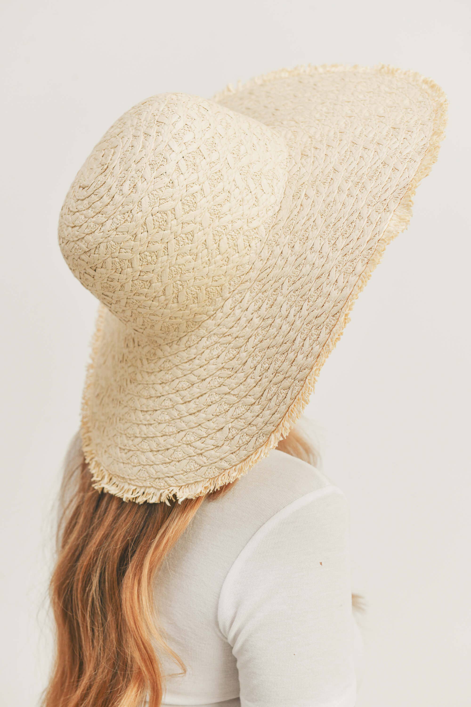 MiMi Wholesale - Wholesale Straw Hat - Women's - MH0095 Floppy Straw Sun Hat with Frayed Edges13