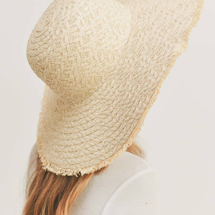 MiMi Wholesale - Wholesale Straw Hat - Women's - MH0095 Floppy Straw Sun Hat with Frayed Edges13