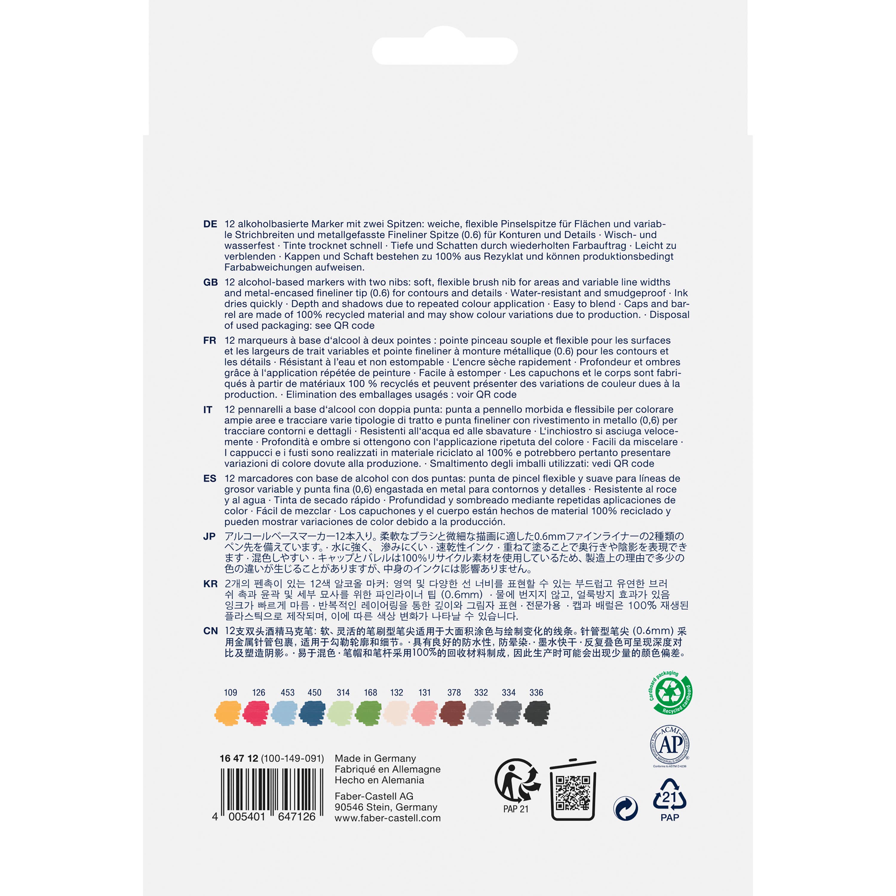 Faber-Castell / Creativity for Kids - Vente Marqueurs - Marqueurs à croquis Goldfaber, portefeuille de 12 couleurs vives2