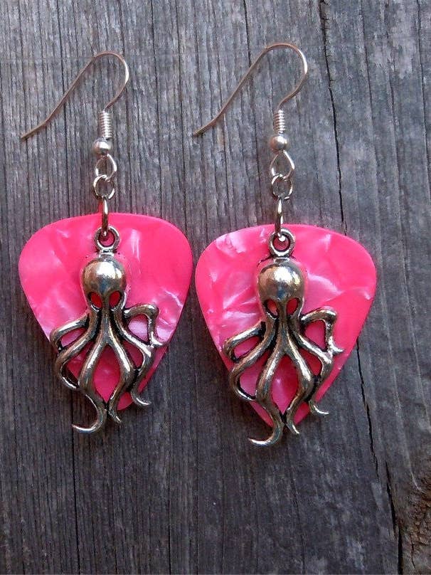Octopus Charm Guitar Pick Earrings for wholesale by Simply Raevyn
