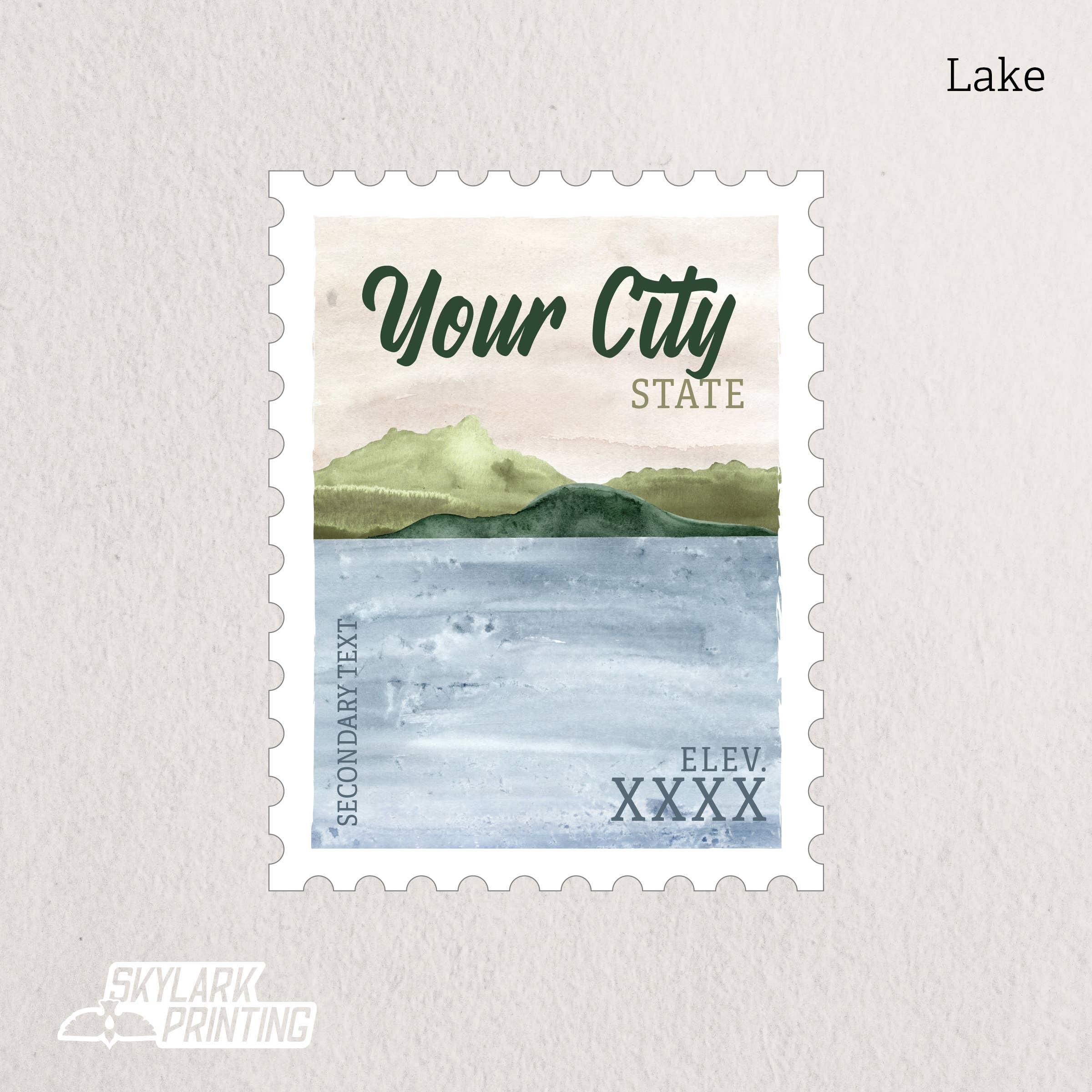 Skylark Printing - Wholesale Sticker - Custom Postage Stamp Souvenir Sticker with Your City, State2