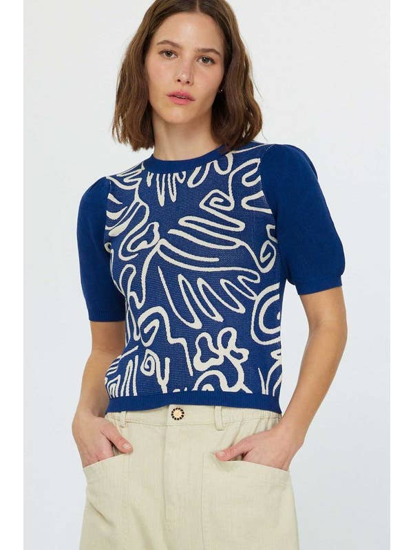 Current Air - Wholesale Knit Top - Women's - Abstract Pattern Knit Top