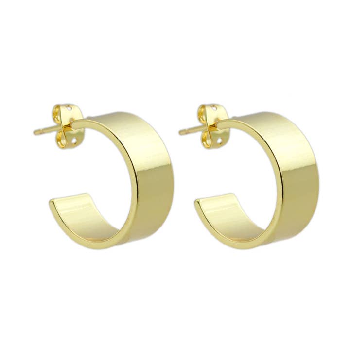Plain gold Huggie Earrings, Sku#LD570 for wholesale by BestBeads&Beyond