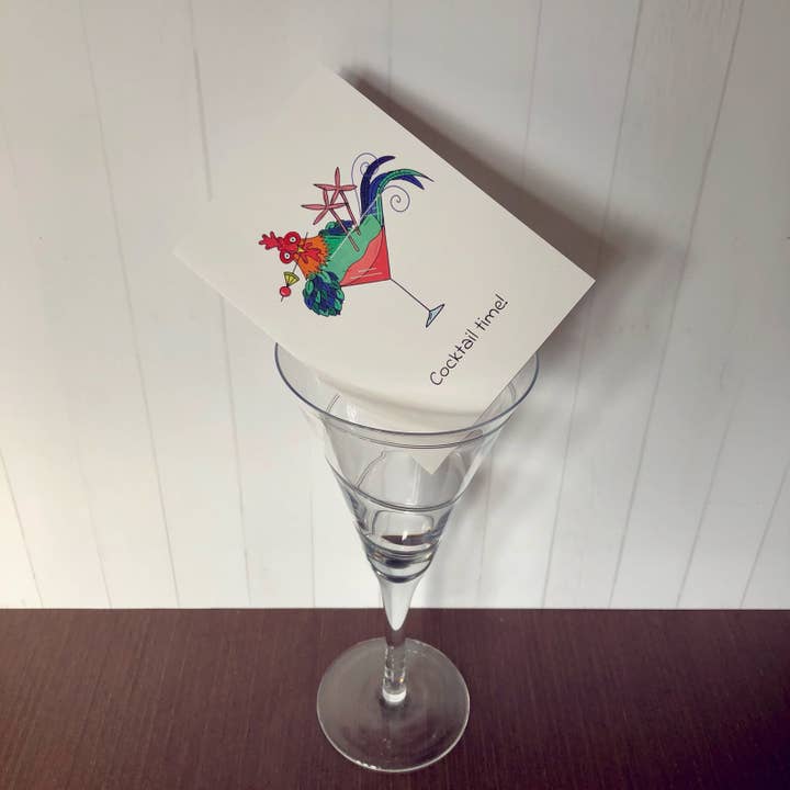 Cocktail Time! Greeting Card for wholesale by Quack Animal Art