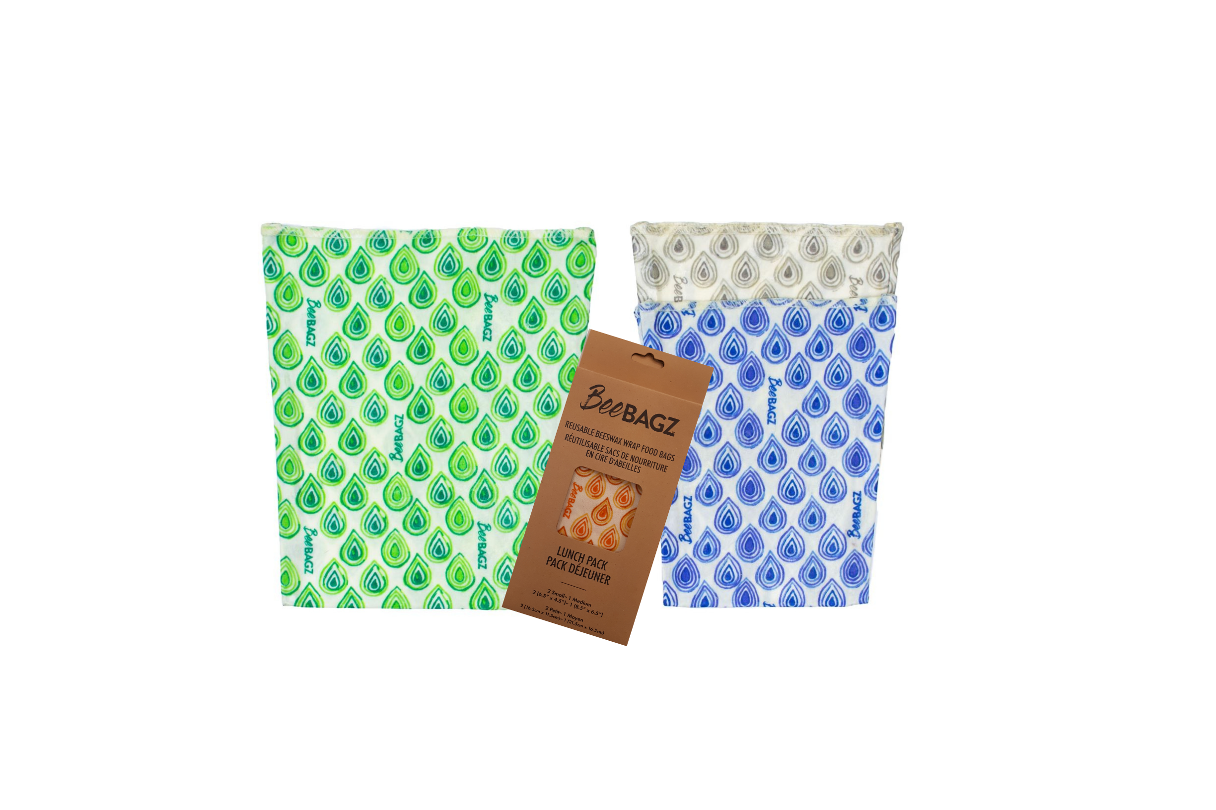 BeeBAGZ - Wholesale Food Storage Wrap/Bag - Lunch Pack of 3 - Reusable Beeswax Wrap Food Storage Bags7