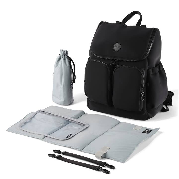 OiOi - Wholesale Diaper Bag - Baby - Signature Nappy Backpack - Black Neoprene