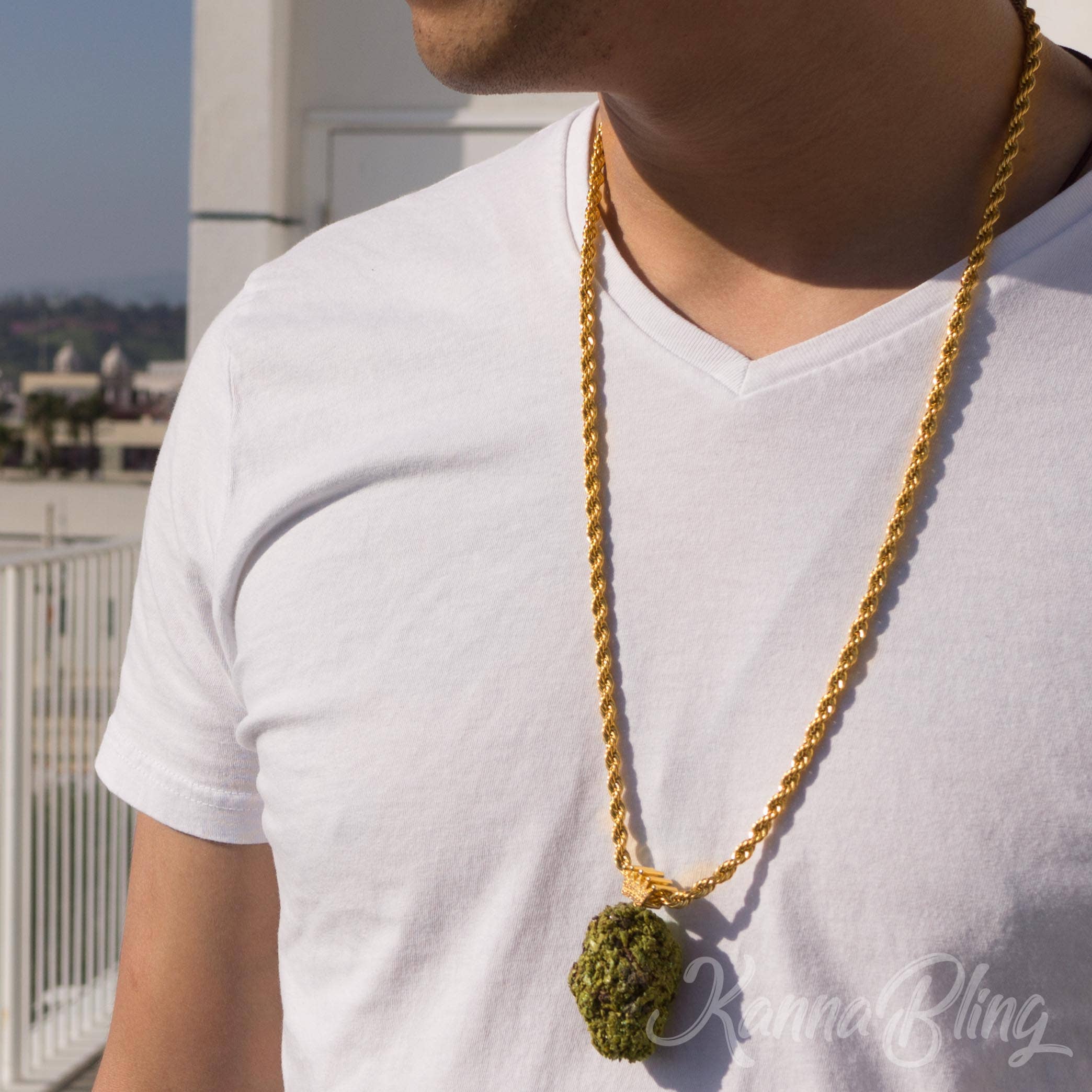 Kannabling - Wholesale Pendant/Charm Necklace - KannaBling - Crown Bail Gold Rope Chain 30"4