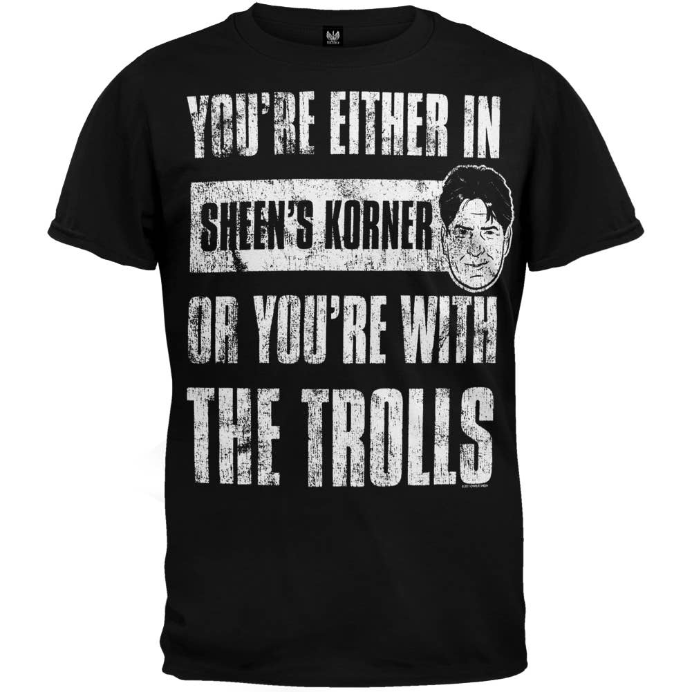 Official Store - Vendita all'ingrosso Maglietta serigrafata - Uomo - Charlie Sheen - Con I Trolls Maglietta Uomo0