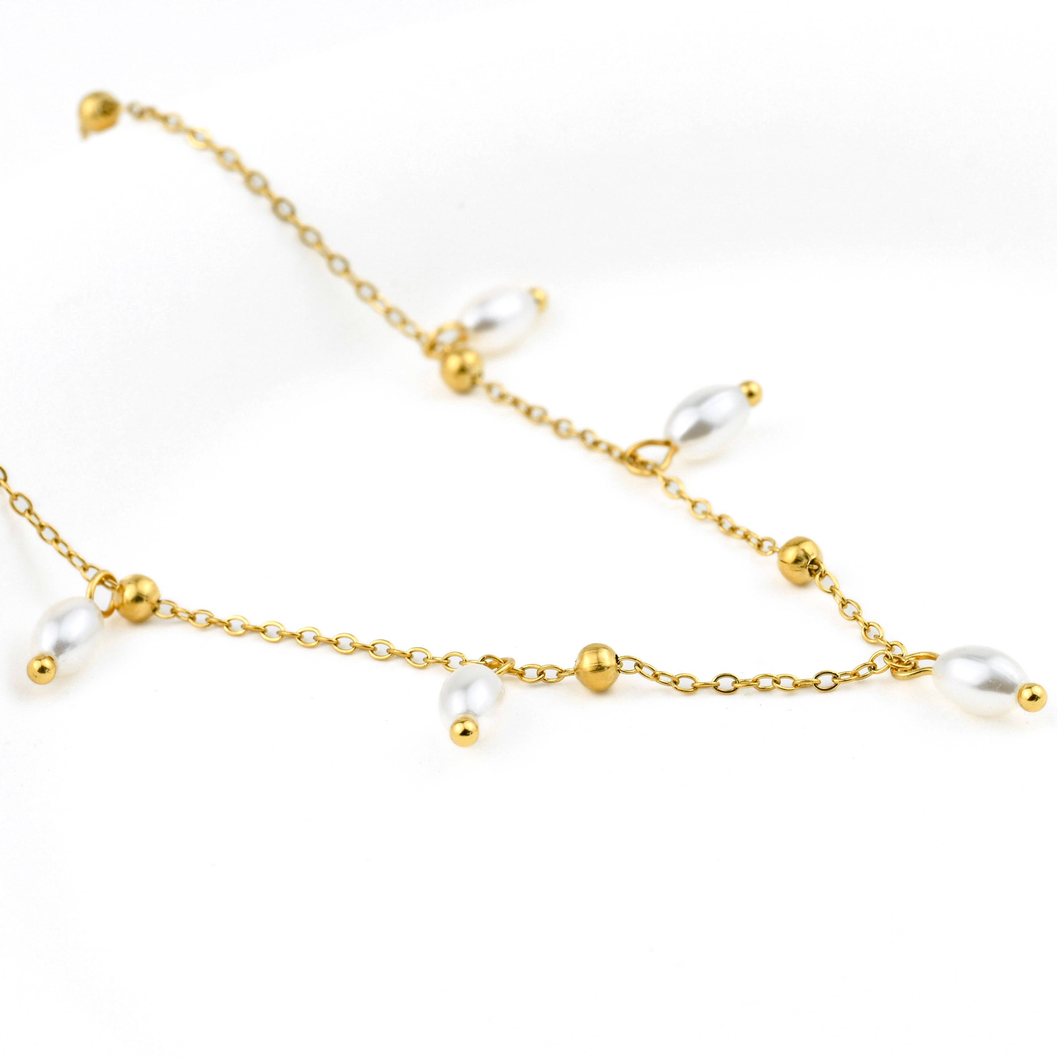 Blueyejewelry - Vendita all'ingrosso Collane di perline/perle - Collane con catena di perle dorate - catene assortite impermeabili18