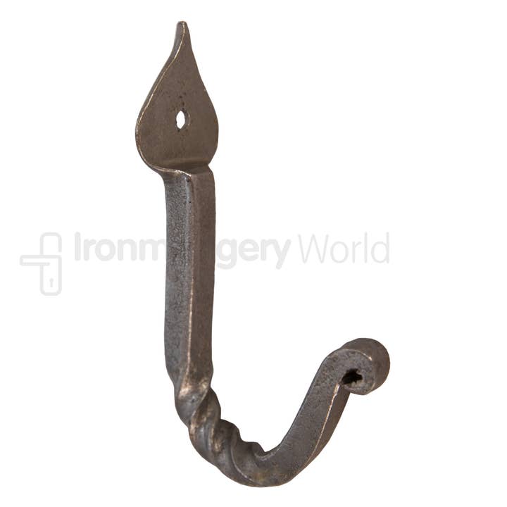 Pack Of 5 Leaf Twisted Hooks Antique Iron for wholesale by IronmongeryWorld