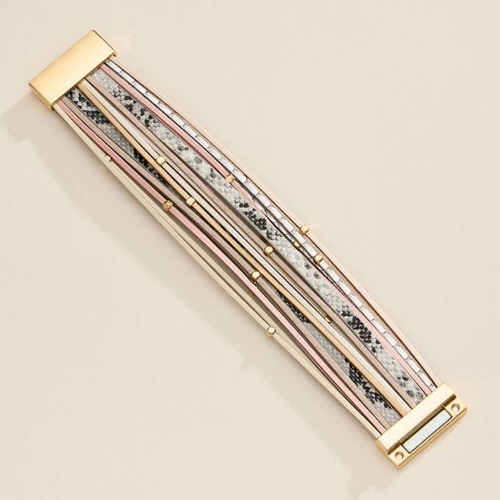 Frem - Vente Bracelet jonc - Bracelet enroulé bohème à plusieurs rangs en pierre naturelle avec fermoir1