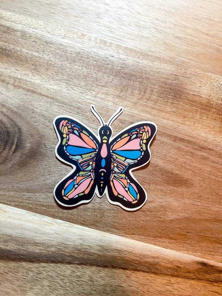 Rainbow Butterfly Sticker for wholesale by Sharp Thoughtlings