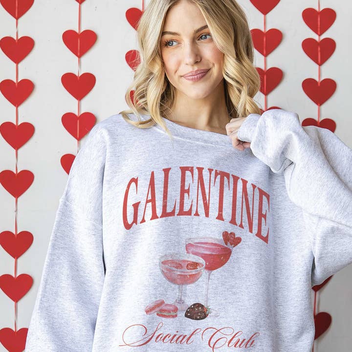 GALENTINE SOCIAL CLUB Oversized Graphic Sweatshirt for wholesale by BLUME & CO.