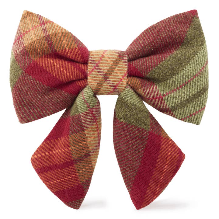 Orchard Plaid Flannel Lady Dog Bow for wholesale by The Foggy Dog