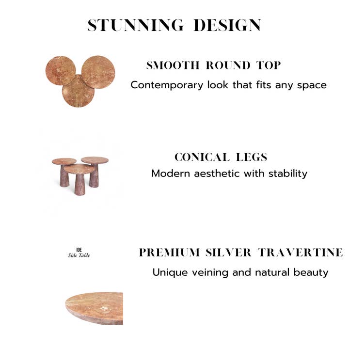 HAAND Craft - Wholesale Side Table - IDE Red Travertine Side Tables - Combine for Coffee Table