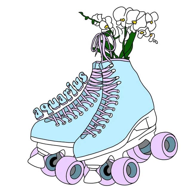 Aquarius Roller Skate Sticker for wholesale by Boe Studios