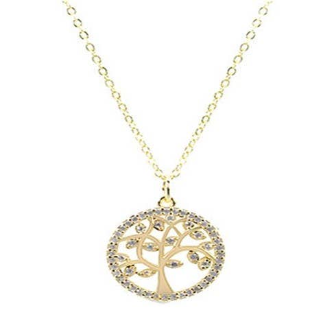 CZ Livets Træ Halskæde-Guld for engroshandel hos S&A Fashions